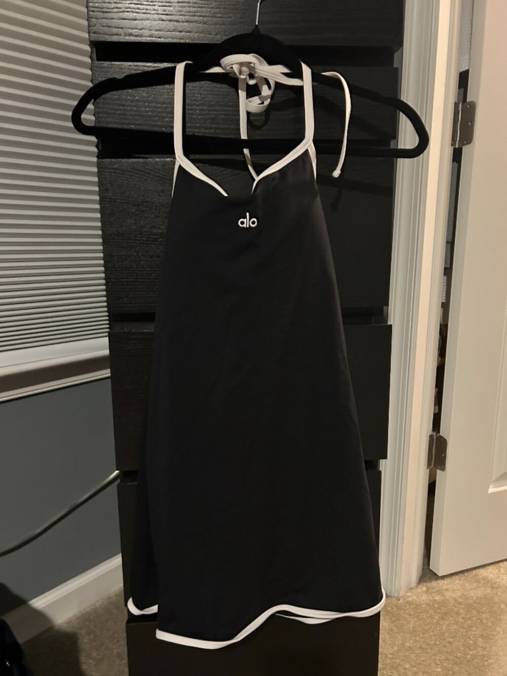 ALO YOGA Softsculpt Halter Dress - Black/White - Size Small